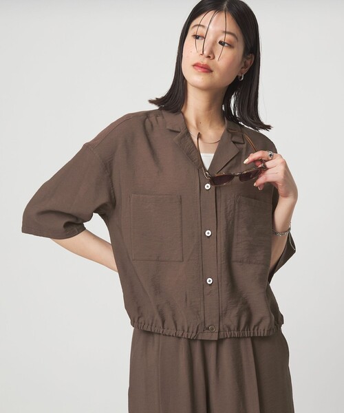 green label relaxing(グリーンレーベルリラクシング)の「【WEB限定】<at ease>ポケット オープンカラー シャツ(シャツ/ブラウス・レディース・ナチュラル/ダークブラウン/ブラック・FREE)」の14枚目の写真