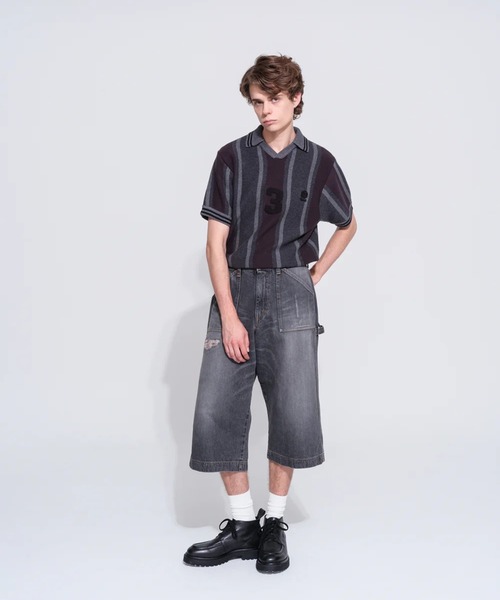 RICE NINE TEN(ライスナインテン)の「KNITTED SOCCER SHIRT(Tシャツ/カットソー・メンズ・チャコールグレー/ブルー・1/2)」の3枚目の写真