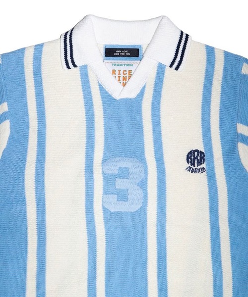 RICE NINE TEN(ライスナインテン)の「KNITTED SOCCER SHIRT(Tシャツ/カットソー・メンズ・チャコールグレー/ブルー・1/2)」の5枚目の写真