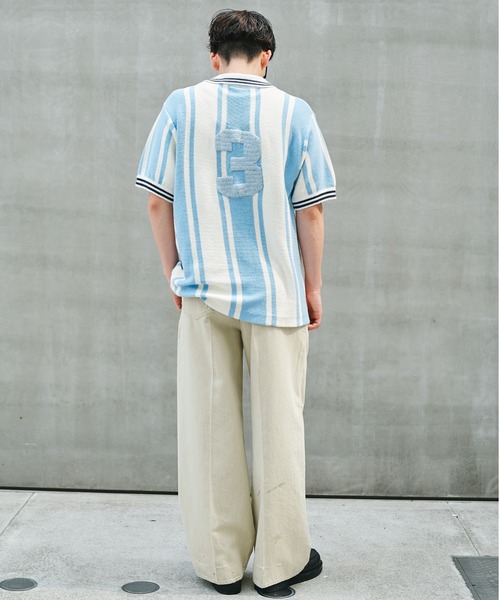 RICE NINE TEN(ライスナインテン)の「KNITTED SOCCER SHIRT(Tシャツ/カットソー・メンズ・チャコールグレー/ブルー・1/2)」の8枚目の写真