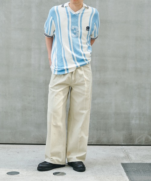 RICE NINE TEN(ライスナインテン)の「KNITTED SOCCER SHIRT(Tシャツ/カットソー・メンズ・チャコールグレー/ブルー・1/2)」の9枚目の写真