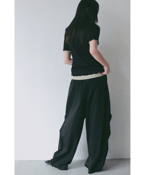 ANF.MUU(アンフムー)の「メローデザインヘンリーネックシアートップス(Tシャツ/カットソー・レディース・グレー/アイボリー/ブラック/ライトグリーン/ピンク・FREE)」の13枚目の写真