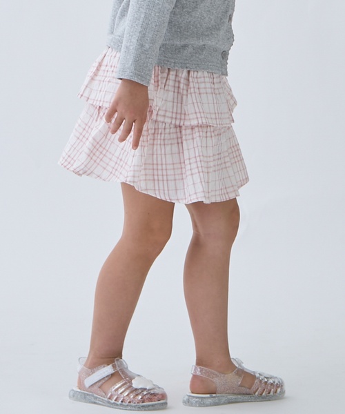 petit main(プティマイン)の「ティアードスカパン(スカート・キッズ・ピンク/ライトベージュ/ネイビー/ブルー・80cm/120cm/110cm/100cm/90cm/130cm)」の6枚目の写真