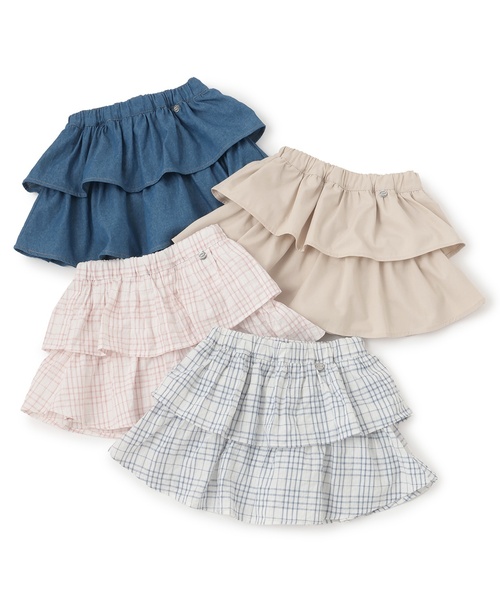 petit main(プティマイン)の「ティアードスカパン(スカート・キッズ・ピンク/ライトベージュ/ネイビー/ブルー・80cm/120cm/110cm/100cm/90cm/130cm)」の18枚目の写真