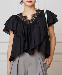 IENA LA BOUCLE | IENA LA BOUCLE レース Vネックブラウス(シャツ/ブラウス)