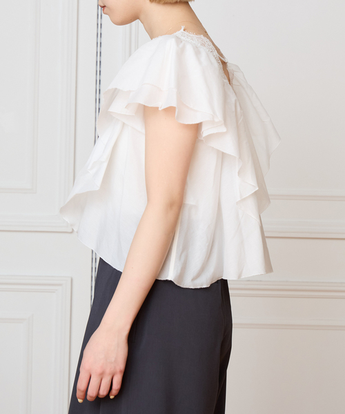 IENA LA BOUCLE（イエナラブークル）の「IENA LA BOUCLE レース Vネックブラウス（シャツ/ブラウス・レディース・ホワイト/ブラック・FREE）」の16枚目の写真