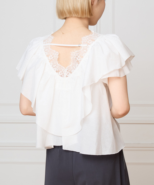 IENA LA BOUCLE（イエナラブークル）の「IENA LA BOUCLE レース Vネックブラウス（シャツ/ブラウス・レディース・ホワイト/ブラック・FREE）」の17枚目の写真