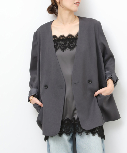 JOURNAL STANDARD relume(ジャーナルスタンダード レリューム)の「《追加2》サテンレースキャミソール(キャミソール・レディース・アイボリー/チャコールグレー・FREE)」の7枚目の写真