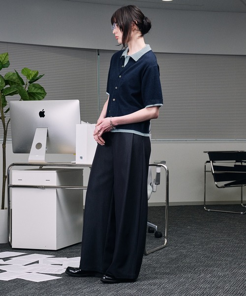 SELLE GLANT(セレグランテ)の「SEMI-WIDE STRAIGHT SLACKS PANTS / セミワイドストレートスラックスパンツ(スラックス・メンズ・ブラック/ダークグレー・SMALL/LARGE/MEDIUM)」の16枚目の写真