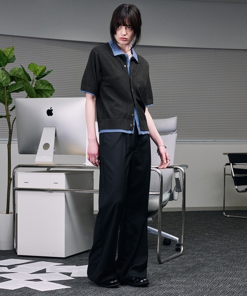 SELLE GLANT(セレグランテ)の「SEMI-WIDE STRAIGHT SLACKS PANTS / セミワイドストレートスラックスパンツ(スラックス・メンズ・ブラック/ダークグレー・SMALL/LARGE/MEDIUM)」の19枚目の写真