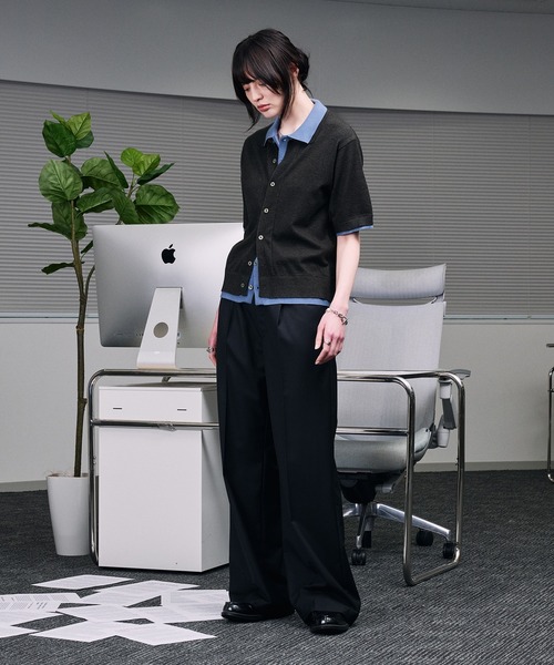 SELLE GLANT(セレグランテ)の「SEMI-WIDE STRAIGHT SLACKS PANTS / セミワイドストレートスラックスパンツ(スラックス・メンズ・ブラック/ダークグレー・SMALL/LARGE/MEDIUM)」の22枚目の写真