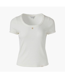 Pointelle Scoop Neck T-shirt, White