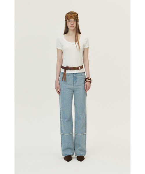 KUME(クメ)の「Pointelle Scoop Neck T-shirt, White(Tシャツ/カットソー・レディース・その他・SMALL/MEDIUM/LARGE)」の2枚目の写真