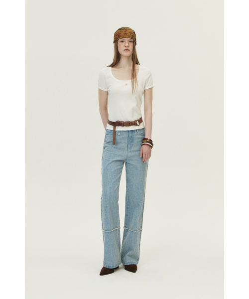 KUME(クメ)の「Pointelle Scoop Neck T-shirt, White(Tシャツ/カットソー・レディース・その他・SMALL/MEDIUM/LARGE)」の5枚目の写真