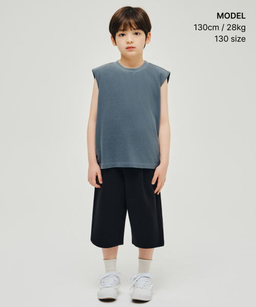 MUSINSA STANDARD KIDS（ムシンサスタンダードキッズ）の「ダブルニットワンタックロングバミューダスウェットパンツ[ブラック]（その他パンツ・レディース・その他・110/120/130/140/150/160）」の2枚目の写真