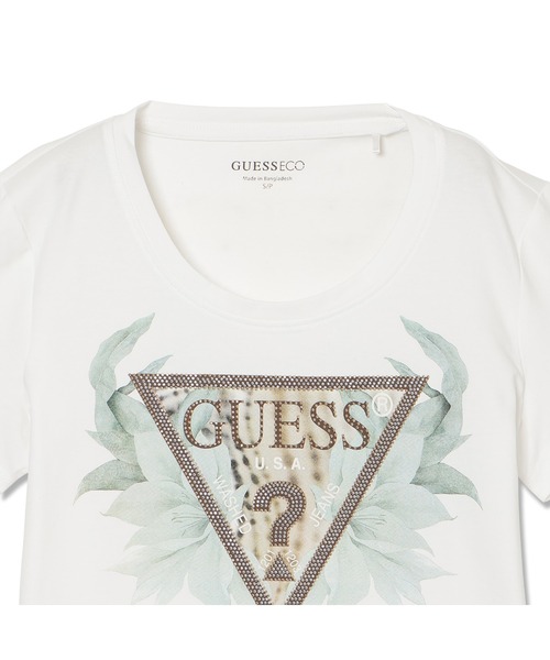 Guess（ゲス）の「FLOWER Triangle Tee Tシャツ ロゴTシャツ（Tシャツ/カットソー・レディース・ホワイト・X-SMALL/SMALL/MEDIUM/LARGE）」の3枚目の写真