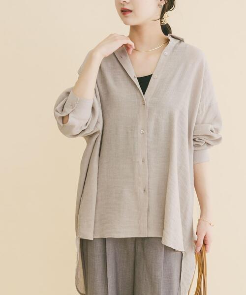 ITEMS URBANRESEARCH(アイテムズ アーバンリサーチ)の「シアーヨウリュウシャツ(シャツ/ブラウス・レディース・ミント/ネイビー/ホワイト/ピンク系その他・FREE)」の4枚目の写真