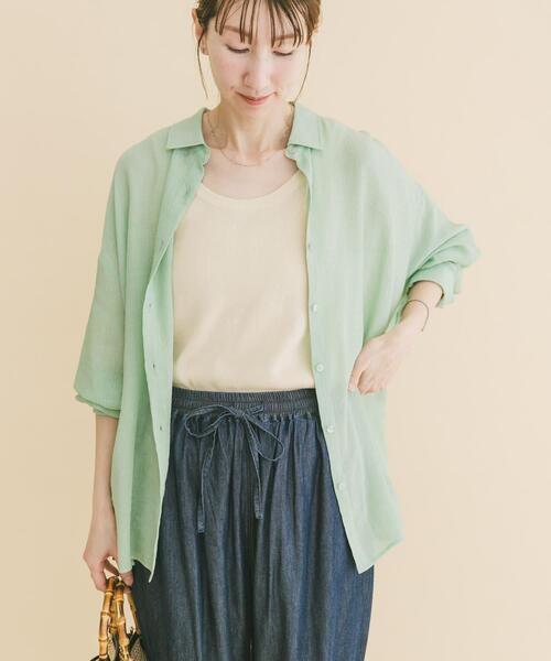 ITEMS URBANRESEARCH(アイテムズ アーバンリサーチ)の「シアーヨウリュウシャツ(シャツ/ブラウス・レディース・ミント/ネイビー/ホワイト/ピンク系その他・FREE)」の3枚目の写真