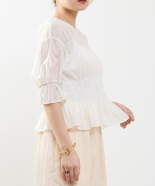 SOFFITTO(ソフィット)の「オーガニックコットンシャーリングブラウス(シャツ/ブラウス・レディース・ブラウン/オフホワイト・FREE)」の10枚目の写真