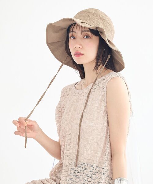 earth music&ecology(アースミュージックアンドエコロジー)の「【UVカット】タックハット(ハット・レディース・ブラック/チェック/モカ・FREE)」の7枚目の写真