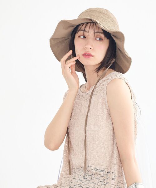 earth music&ecology(アースミュージックアンドエコロジー)の「【UVカット】タックハット(ハット・レディース・ブラック/チェック/モカ・FREE)」の8枚目の写真