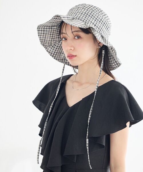 earth music&ecology(アースミュージックアンドエコロジー)の「【UVカット】タックハット(ハット・レディース・ブラック/チェック/モカ・FREE)」の12枚目の写真