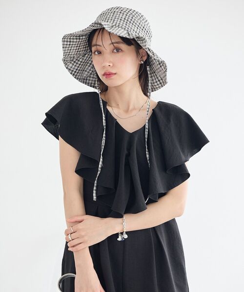 earth music&ecology(アースミュージックアンドエコロジー)の「【UVカット】タックハット(ハット・レディース・ブラック/チェック/モカ・FREE)」の14枚目の写真