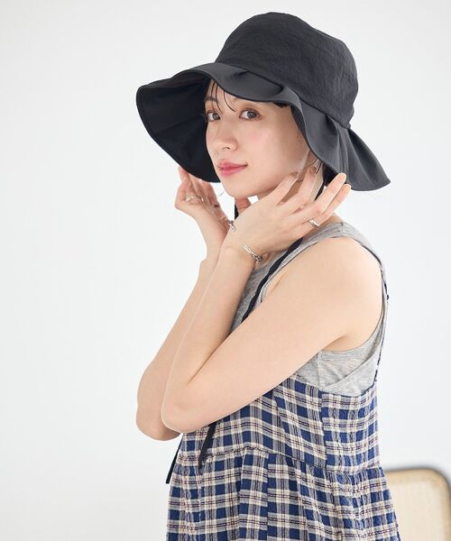 earth music&ecology(アースミュージックアンドエコロジー)の「【UVカット】タックハット(ハット・レディース・ブラック/チェック/モカ・FREE)」の18枚目の写真