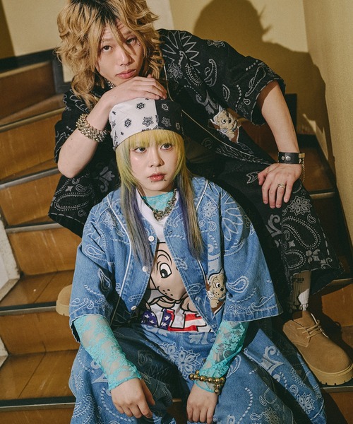 GALFY(ガルフィー)の「【GALFY/ガルフィー】ギャングなデニムベースボールシャツ(シャツ/ブラウス・メンズ・ブラック/ライトブルー・L/XL)」の12枚目の写真