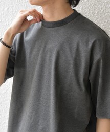 SHIPS any:〈接触冷感/遮熱/UVカット〉COOL TOUCH スムース デザイン リブ セミ モックネック Tシャツ◇