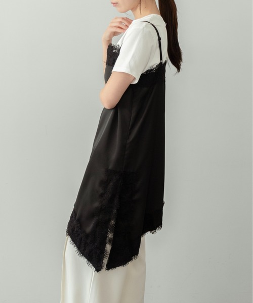 on:nue（オンニュ）の「【on:nue】[お気に入り登録数1,800突破！][ドット柄 / 着用動画あり！] サテンレースキャミトップス（キャミソール・レディース・ブラック/アイボリー/ブラック系その他・FREE）」の10枚目の写真