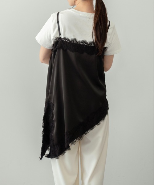 on:nue（オンニュ）の「【on:nue】[お気に入り登録数1,800突破！][ドット柄 / 着用動画あり！] サテンレースキャミトップス（キャミソール・レディース・ブラック/アイボリー/ブラック系その他・FREE）」の9枚目の写真