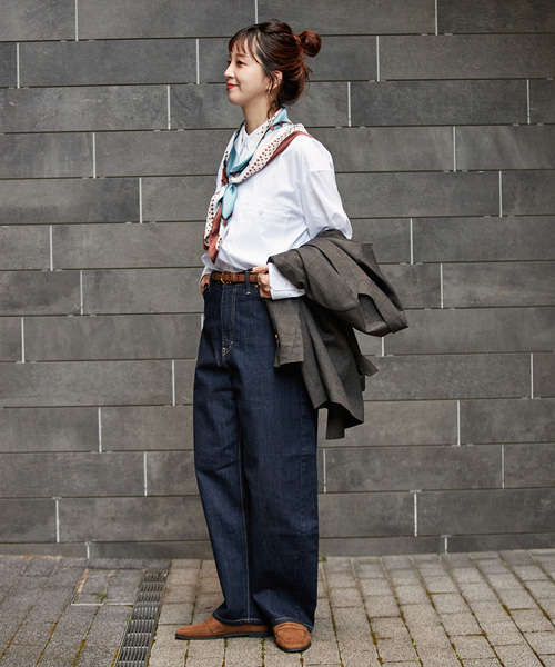 B.C STOCK(ベーセーストック)の「《追加》ウォッシャブル / 無地ストライプ シャツ(シャツ/ブラウス・レディース・ブルー/ネイビー/ホワイト・FREE)」の4枚目の写真