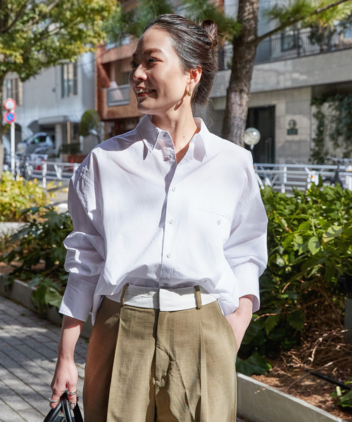 B.C STOCK(ベーセーストック)の「《追加》ウォッシャブル / 無地ストライプ シャツ(シャツ/ブラウス・レディース・ブルー/ネイビー/ホワイト・FREE)」の13枚目の写真