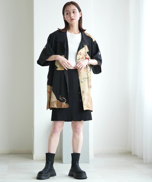 utatane(ウタタネ)の「着物リメイク maison utatane シャツ/ブラウス 朧夜の金彩(シャツ/ブラウス・レディース・ブラック・LL)」の3枚目の写真