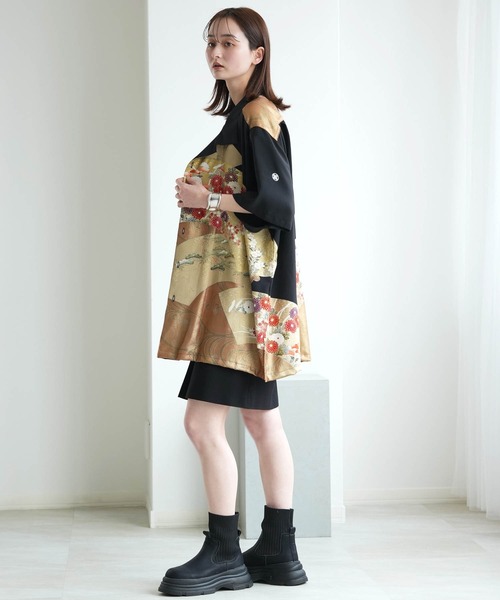 utatane(ウタタネ)の「着物リメイク maison utatane シャツ/ブラウス 朧夜の金彩(シャツ/ブラウス・レディース・ブラック・LL)」の5枚目の写真