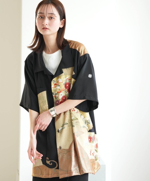 utatane(ウタタネ)の「着物リメイク maison utatane シャツ/ブラウス 朧夜の金彩(シャツ/ブラウス・レディース・ブラック・LL)」の10枚目の写真