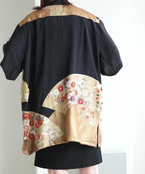 utatane(ウタタネ)の「着物リメイク maison utatane シャツ/ブラウス 朧夜の金彩(シャツ/ブラウス・レディース・ブラック・LL)」の12枚目の写真