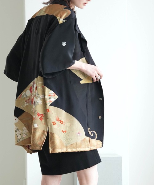 utatane(ウタタネ)の「着物リメイク maison utatane シャツ/ブラウス 朧夜の金彩(シャツ/ブラウス・レディース・ブラック・LL)」の13枚目の写真