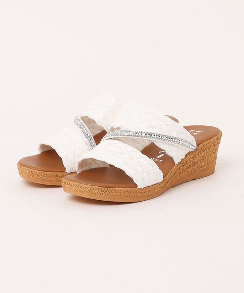 ITALIAN SHOEMAKERS(イタリアンシューメーカー)の「【ITALIAN SHOEMAKERS】ビジューラインウーブンウェッジサンダル(962308)(サンダル・レディース・ベージュ/アイボリー・36/35/38/37)」の5枚目の写真
