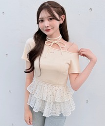 NOMAE（ノーマエ）の「ドットワンショルペプラムトップス（Tシャツ/カットソー）」