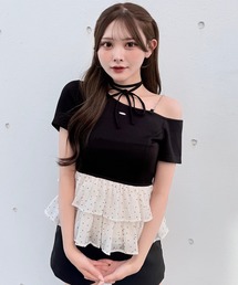 NOMAE（ノーマエ）の「ドットワンショルペプラムトップス（Tシャツ/カットソー）」