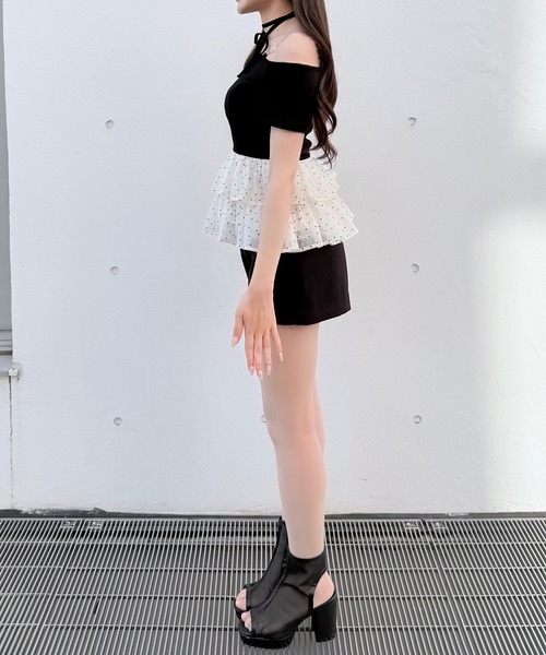NOMAE(ノーマエ)の「ドットワンショルペプラムトップス(Tシャツ/カットソー・レディース・ブラック/ライトイエロー/ピンク/ライトブルー・FREE)」の10枚目の写真