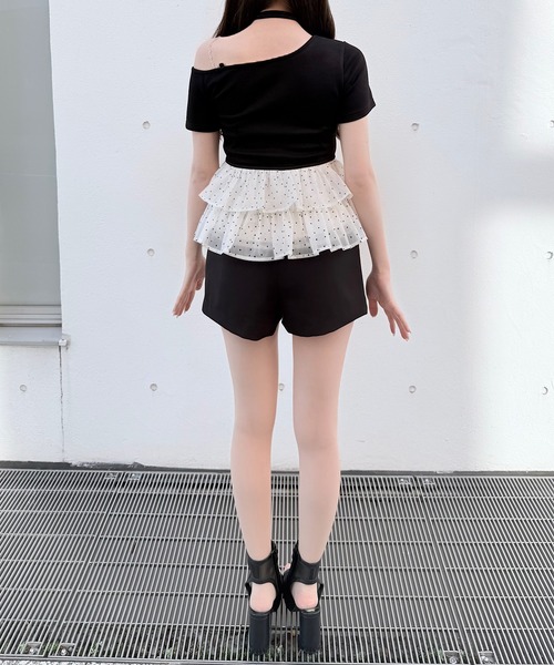 NOMAE(ノーマエ)の「ドットワンショルペプラムトップス(Tシャツ/カットソー・レディース・ブラック/ライトイエロー/ピンク/ライトブルー・FREE)」の11枚目の写真