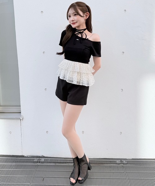 NOMAE(ノーマエ)の「ドットワンショルペプラムトップス(Tシャツ/カットソー・レディース・ブラック/ライトイエロー/ピンク/ライトブルー・FREE)」の8枚目の写真