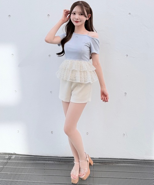 NOMAE(ノーマエ)の「ドットワンショルペプラムトップス(Tシャツ/カットソー・レディース・ブラック/ライトイエロー/ピンク/ライトブルー・FREE)」の15枚目の写真