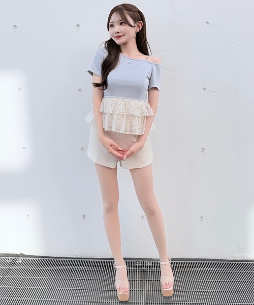 NOMAE(ノーマエ)の「ドットワンショルペプラムトップス(Tシャツ/カットソー・レディース・ブラック/ライトイエロー/ピンク/ライトブルー・FREE)」の17枚目の写真