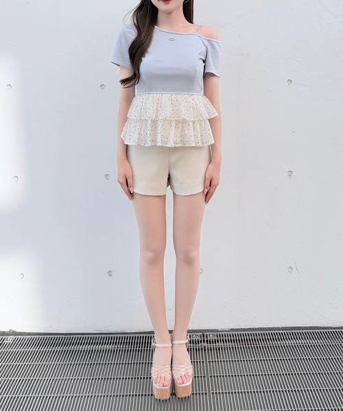 NOMAE(ノーマエ)の「ドットワンショルペプラムトップス(Tシャツ/カットソー・レディース・ブラック/ライトイエロー/ピンク/ライトブルー・FREE)」の18枚目の写真