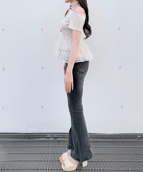 NOMAE(ノーマエ)の「ドットワンショルペプラムトップス(Tシャツ/カットソー・レディース・ブラック/ライトイエロー/ピンク/ライトブルー・FREE)」の7枚目の写真