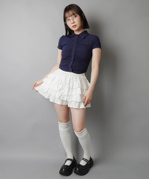 SPINNS(スピンズ)の「フリルティアードショートパンツ(その他パンツ・レディース・ホワイト/ブラック・ONESIZE)」の15枚目の写真